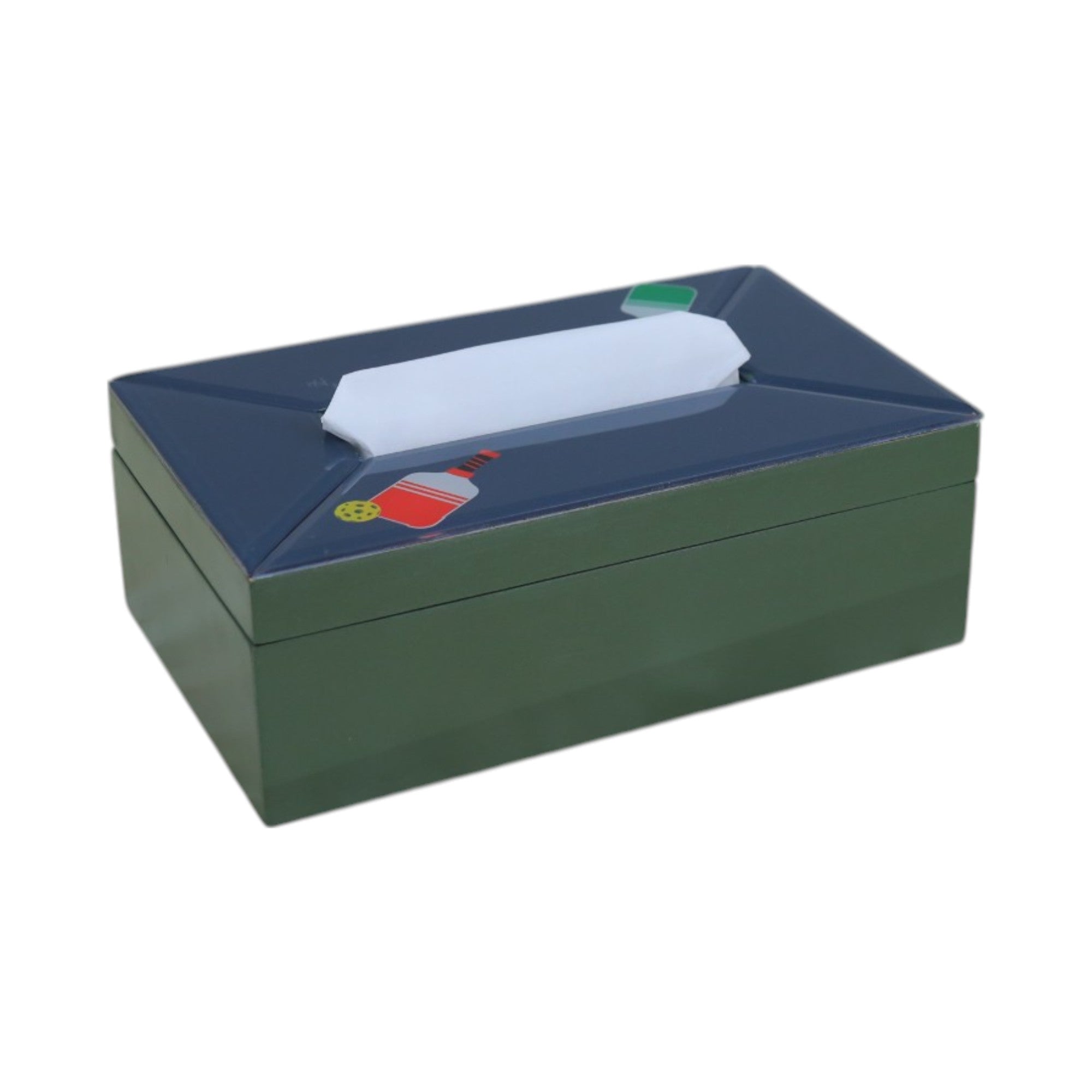 Premium Glass Tissue Box with Pickle Ball Design